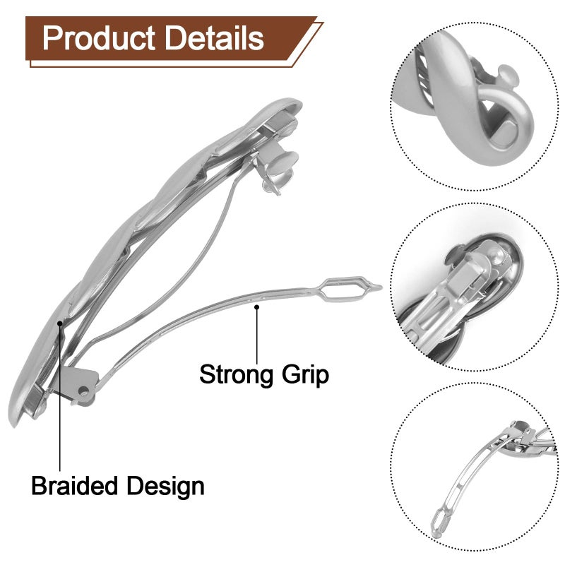 Ondder 3Pcs French Barrette Hair Clips Barrettes for Thick Hair Metal Hair Clips Hair Barrettes for Women Hair Accessories for Girls Women - Image 3